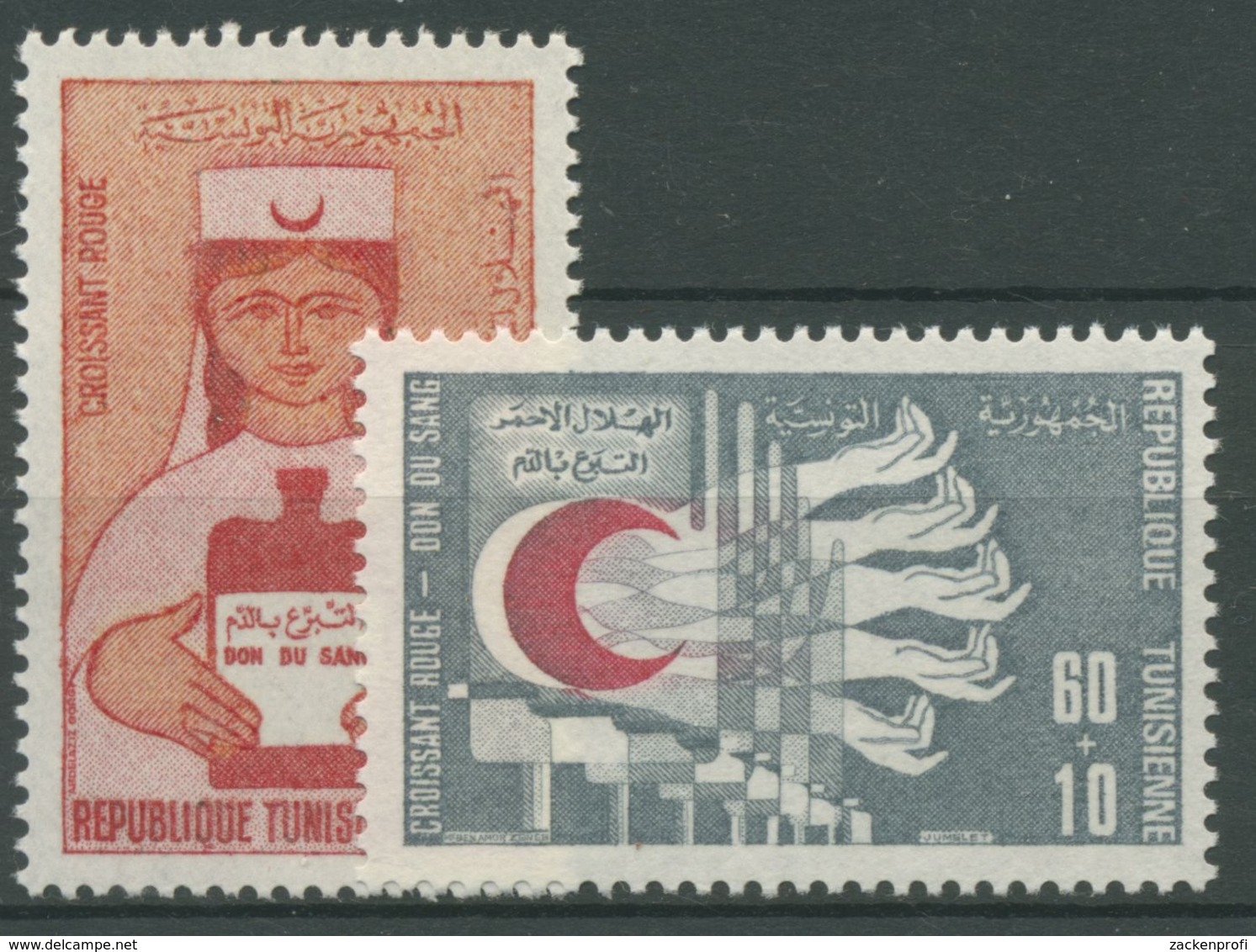 Tunesien 1973 Roter Halbmond Blutspenden Krankenschwester 808/09 Postfrisch - Tunisie (1956-...)