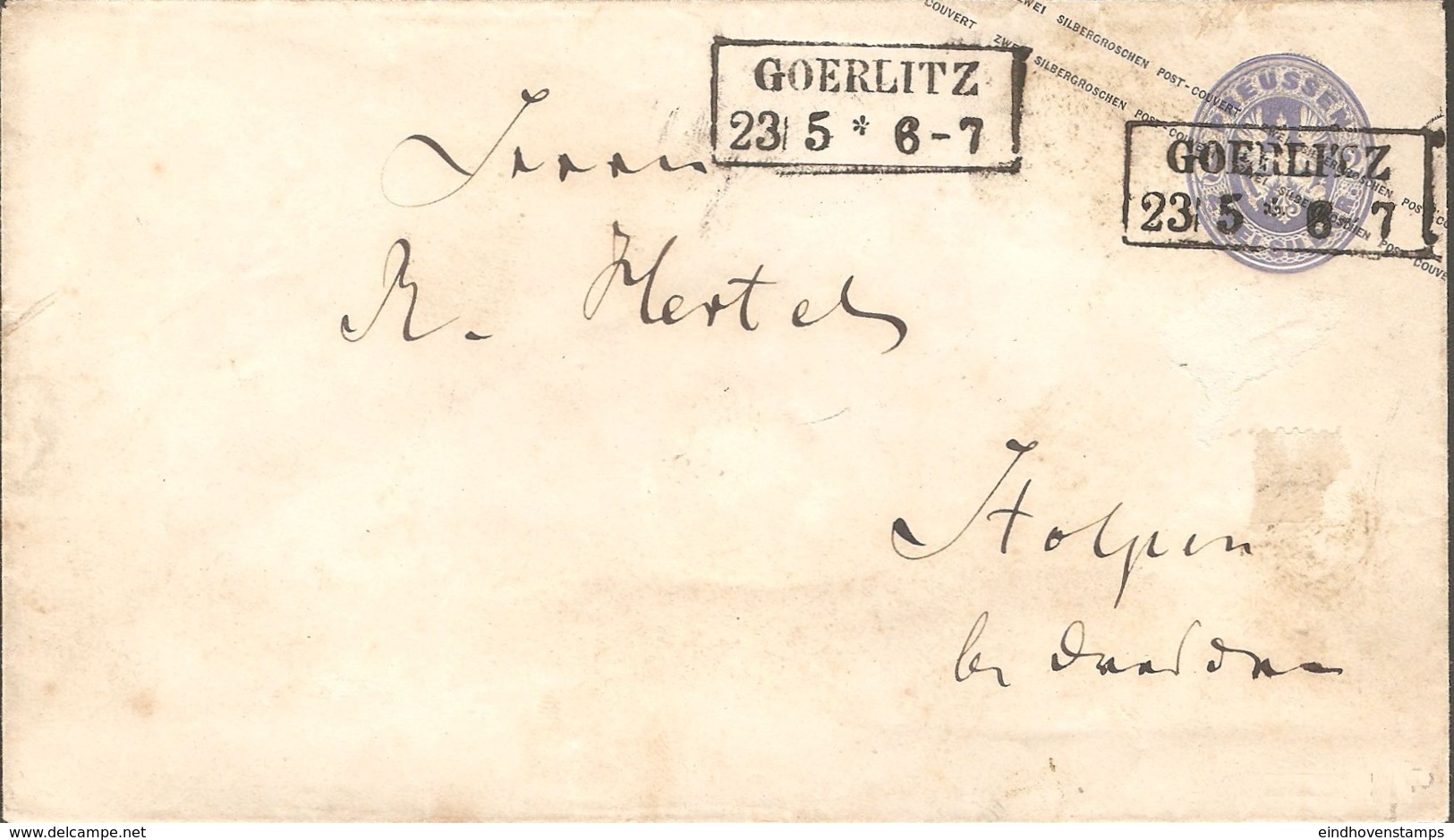 Preussen, Prussia, Germany 1863(?) 2 Silbergr Stationary From Goerlitz, 23. - Rectangular - - Autres & Non Classés