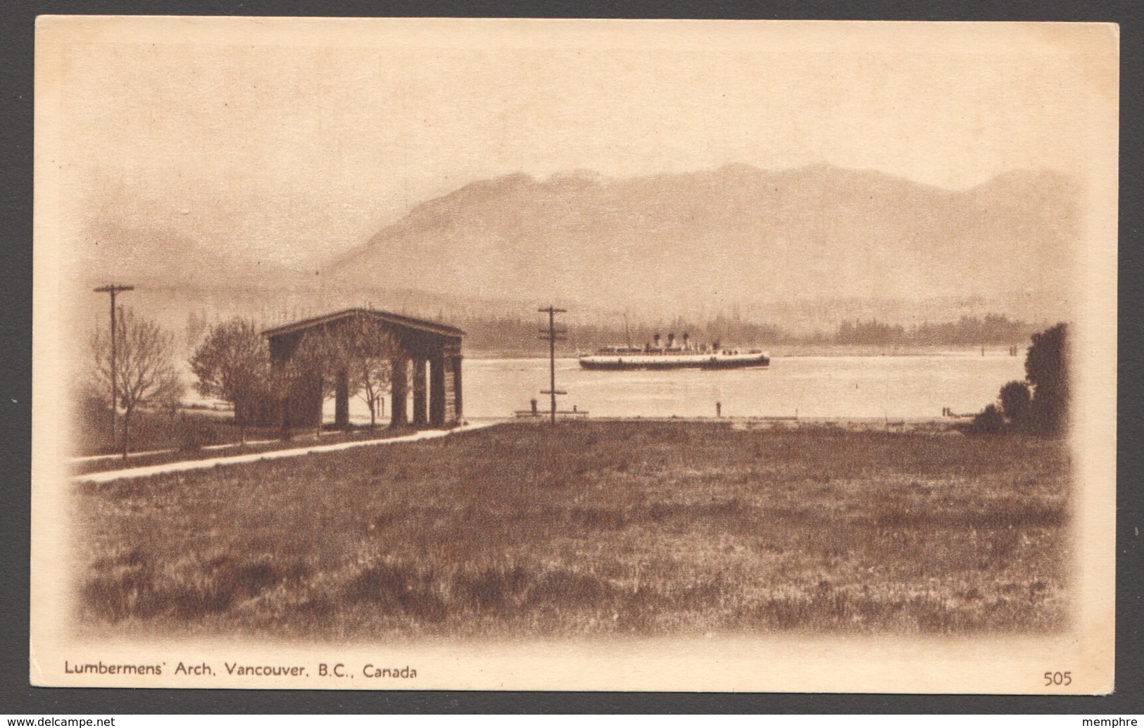 1932 Sepia View Card #505 Lumbermen's Arch, Vancouver BC Unused - 1903-1954 De Koningen