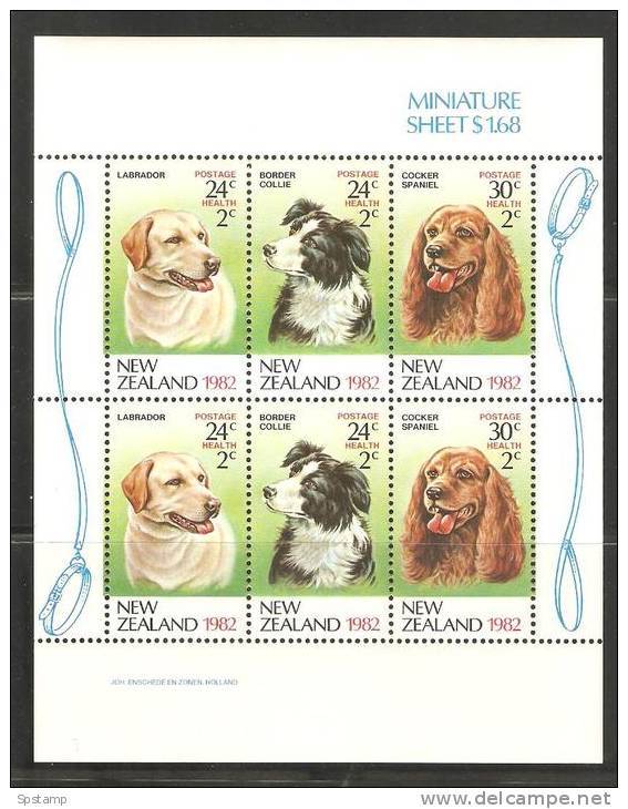 New Zealand 1982 Pet Dogs Charity Health Issue Miniature Sheet MNH - Other & Unclassified