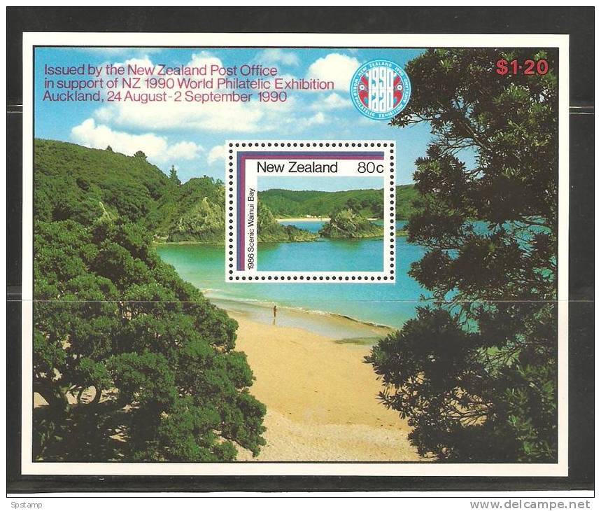 New Zealand 1986 Coastal Bay Scene Auckland Philatelic Exhibition Miniature Sheet MNH - Unused Stamps