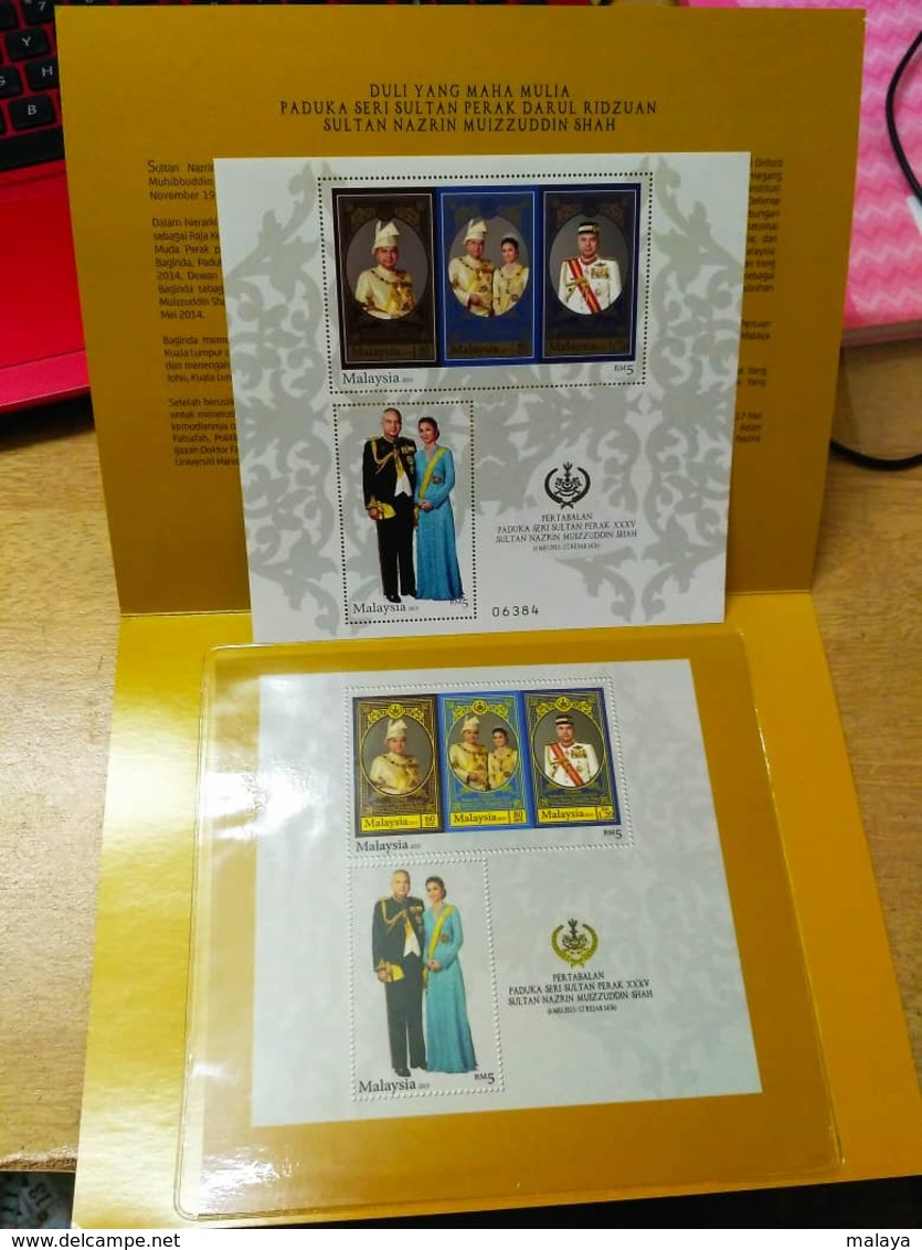 Malaysia 2015 Installation Of Sultan Perak Nazrin Premium Stamp MNH With Folder - Malaysia (1964-...)