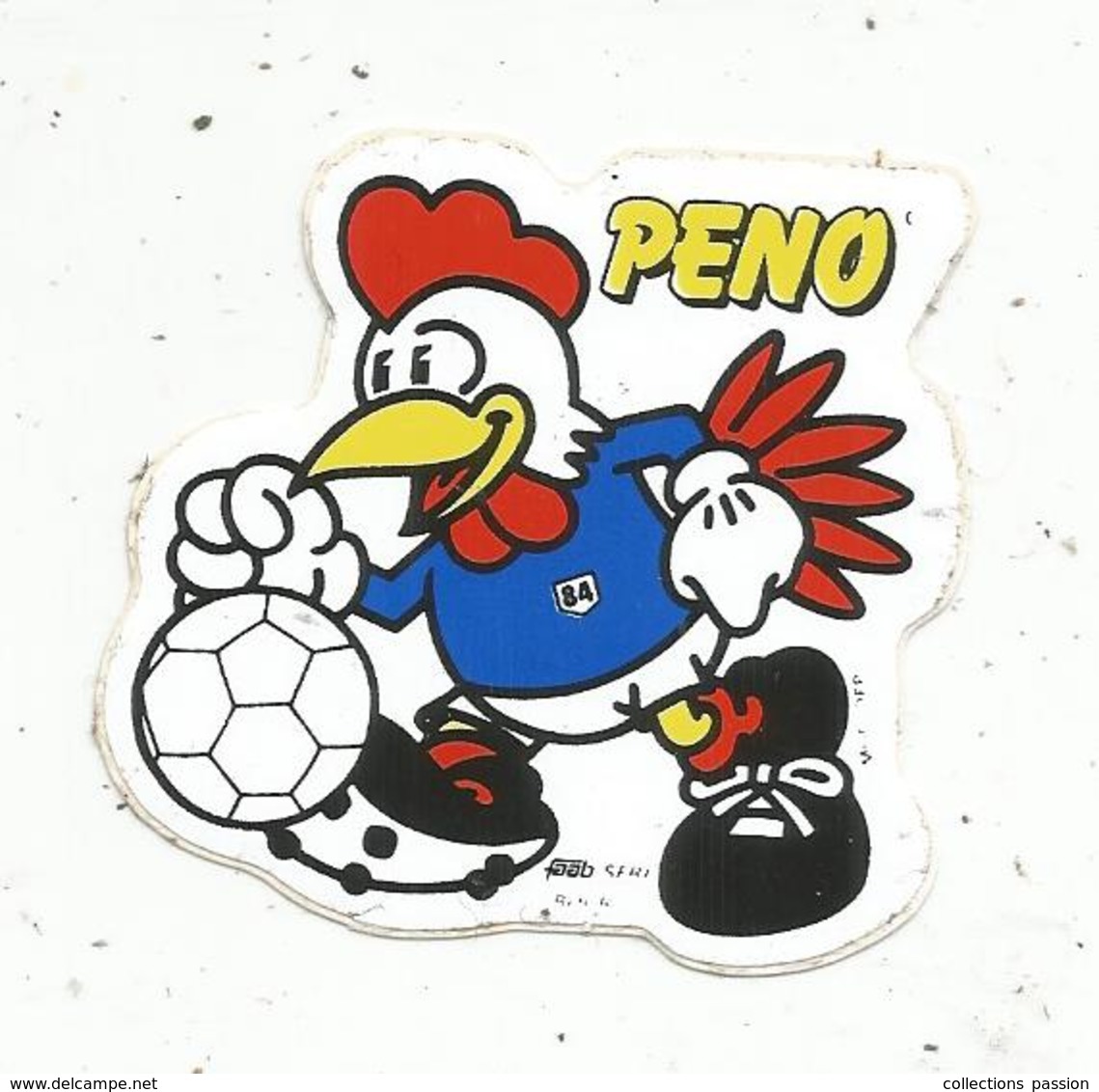 Autocollant ,  Sports, Footbal, Mascotte PENO ,  EURO 1984 - Autocollants