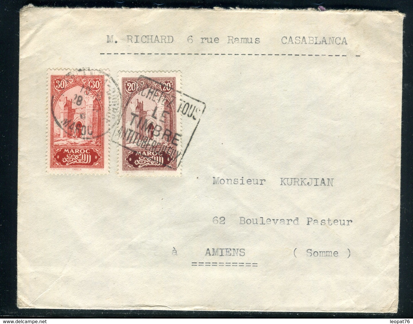 Maroc - Enveloppe De Casablanca Pour Amiens - Réf M157 - Briefe U. Dokumente