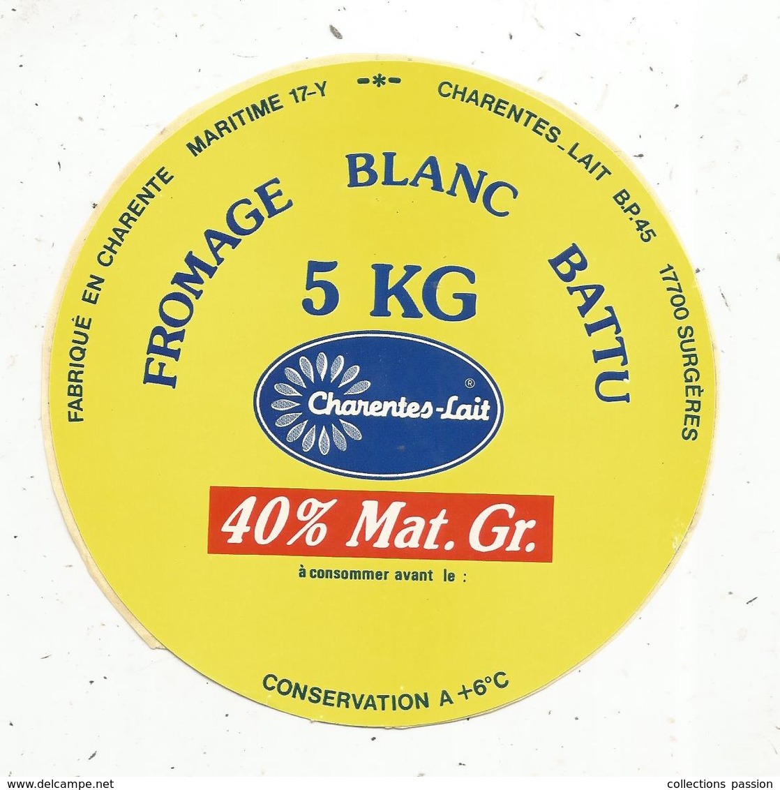 Autocollant ,  Fromage Blanc , CHARENTE-LAIT ,  17 , SURGERES - Adesivi