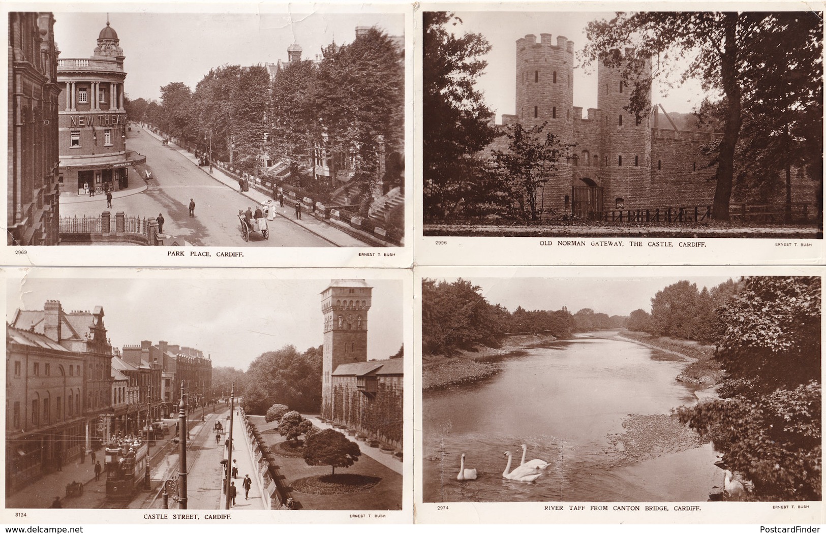 River Taff Park Place Castle Street 4x Cardiff Please Read RPC Postcard S - Other & Unclassified