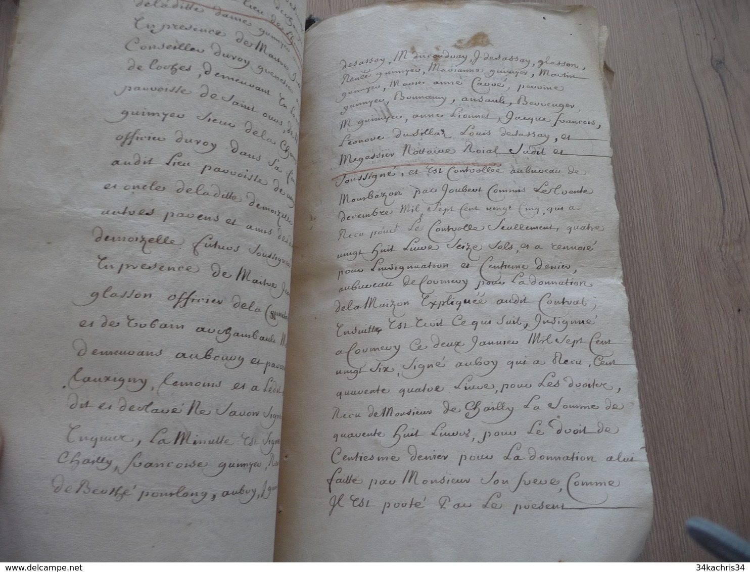 Manuscrit Acte Contrat De Mariage 17/12/1725 Charles De Beuthé/Quiyest  Berthé De Chaillier Capitaine 20 P A3 Environs - Manuscrits