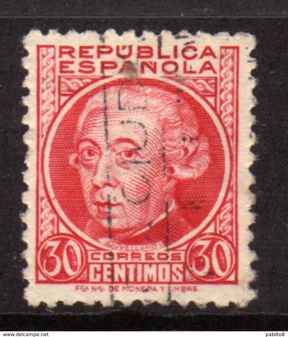 SPAIN ESPAÑA SPAGNA 1935 GASPAR MELCHOR DE JOVELIANOS CENT. 30c USATO USED OBLITERE' - Oblitérés