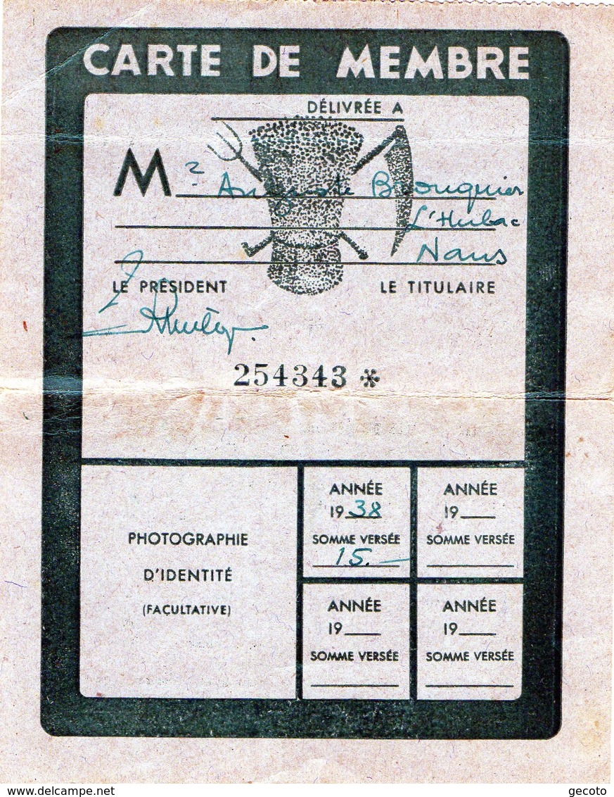 Comité Central D'action Et De Défense Paysanne - Carte De Membre 1938 - Documents Historiques