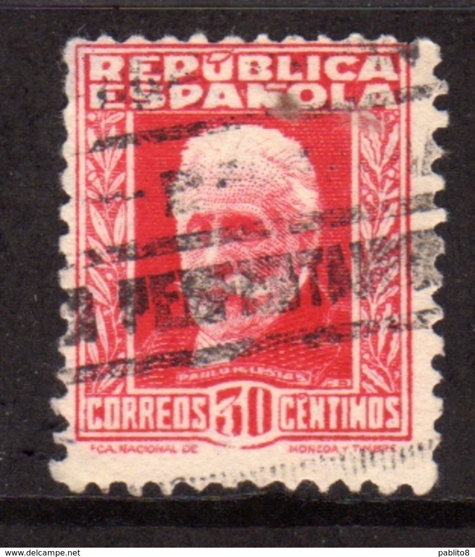 SPAIN ESPAÑA SPAGNA 1931 1932 PABLO IGLESIAS CENT. 30c USATO USED OBLITERE' - Gebruikt