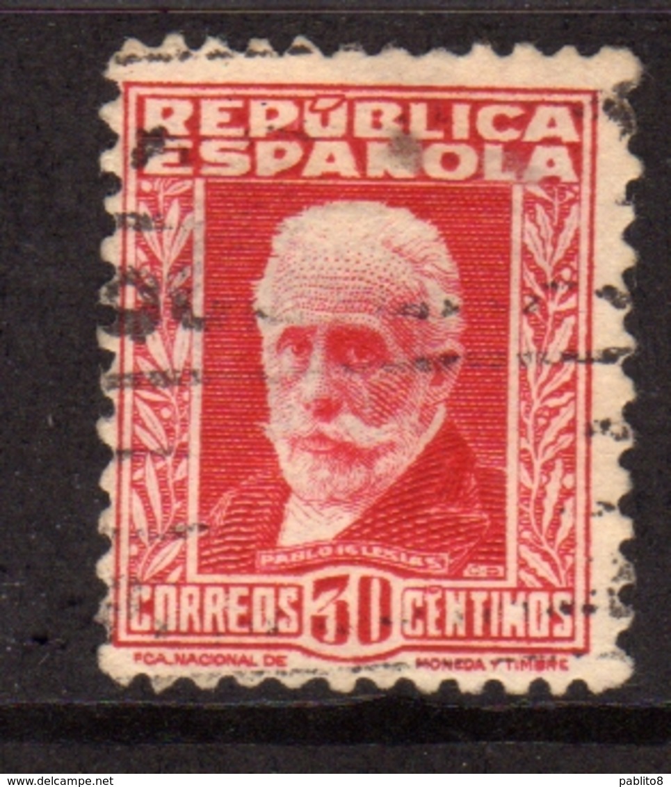 SPAIN ESPAÑA SPAGNA 1931 1932 PABLO IGLESIAS CENT. 30c USATO USED OBLITERE' - Oblitérés