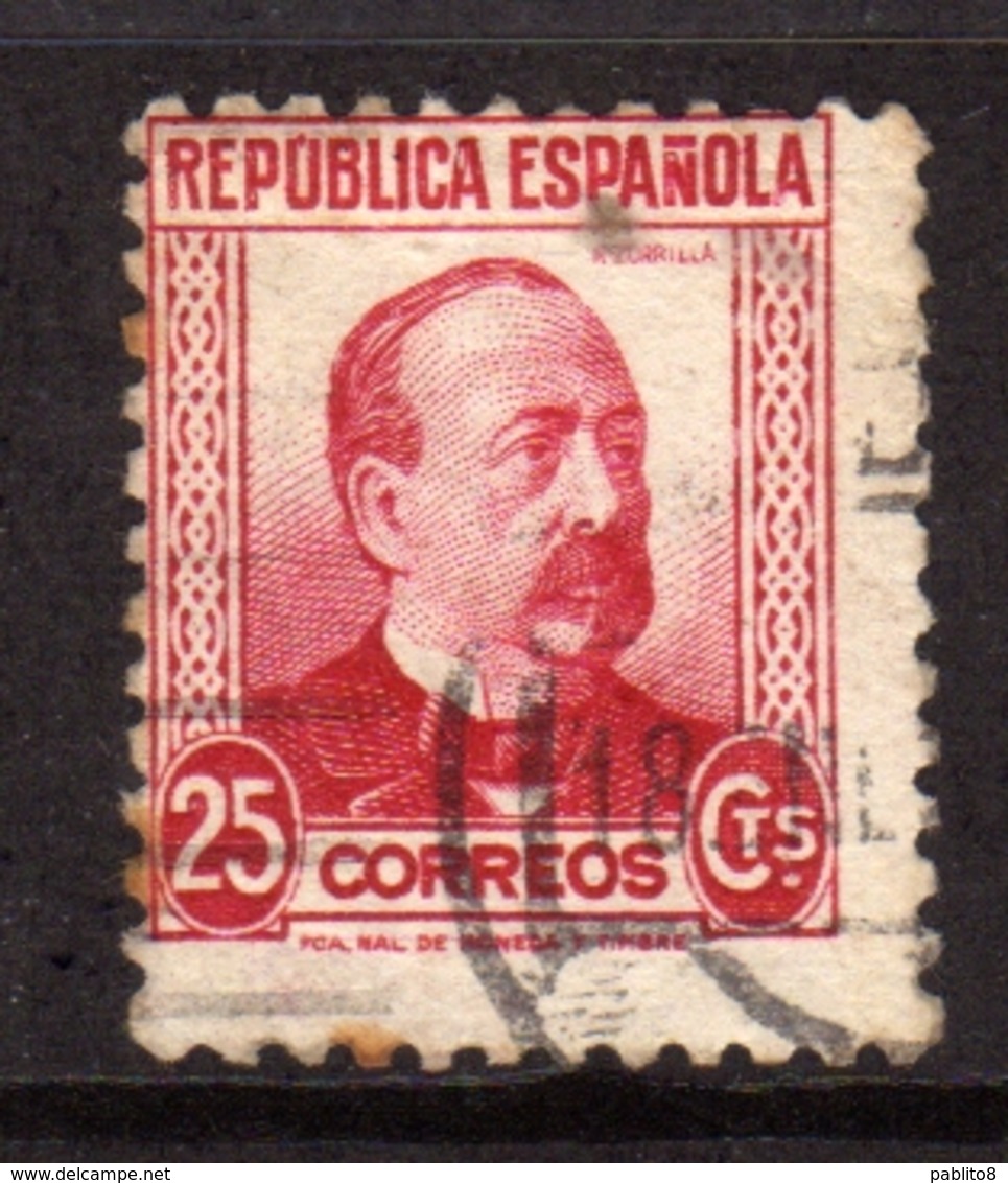SPAIN ESPAÑA SPAGNA 1931 1934 MANUEL RUIZ ZORRILLA CENT. 25c USATO USED OBLITERE' - Oblitérés