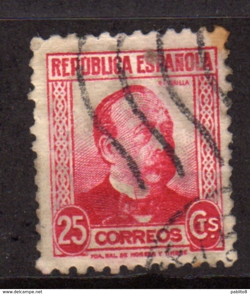 SPAIN ESPAÑA SPAGNA 1931 1934 MANUEL RUIZ ZORRILLA CENT. 25c USATO USED OBLITERE' - Usati