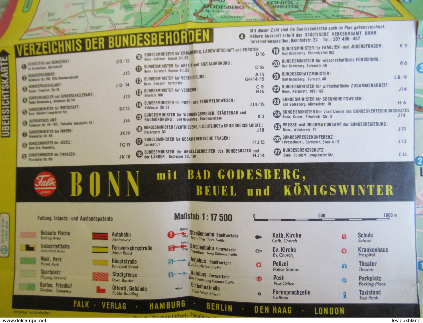 Plan Guide / BONN/Bad Godesberg / Falk Plan / N°166/  Allemagne/ Vers 1970   PGC290 - Dépliants Touristiques