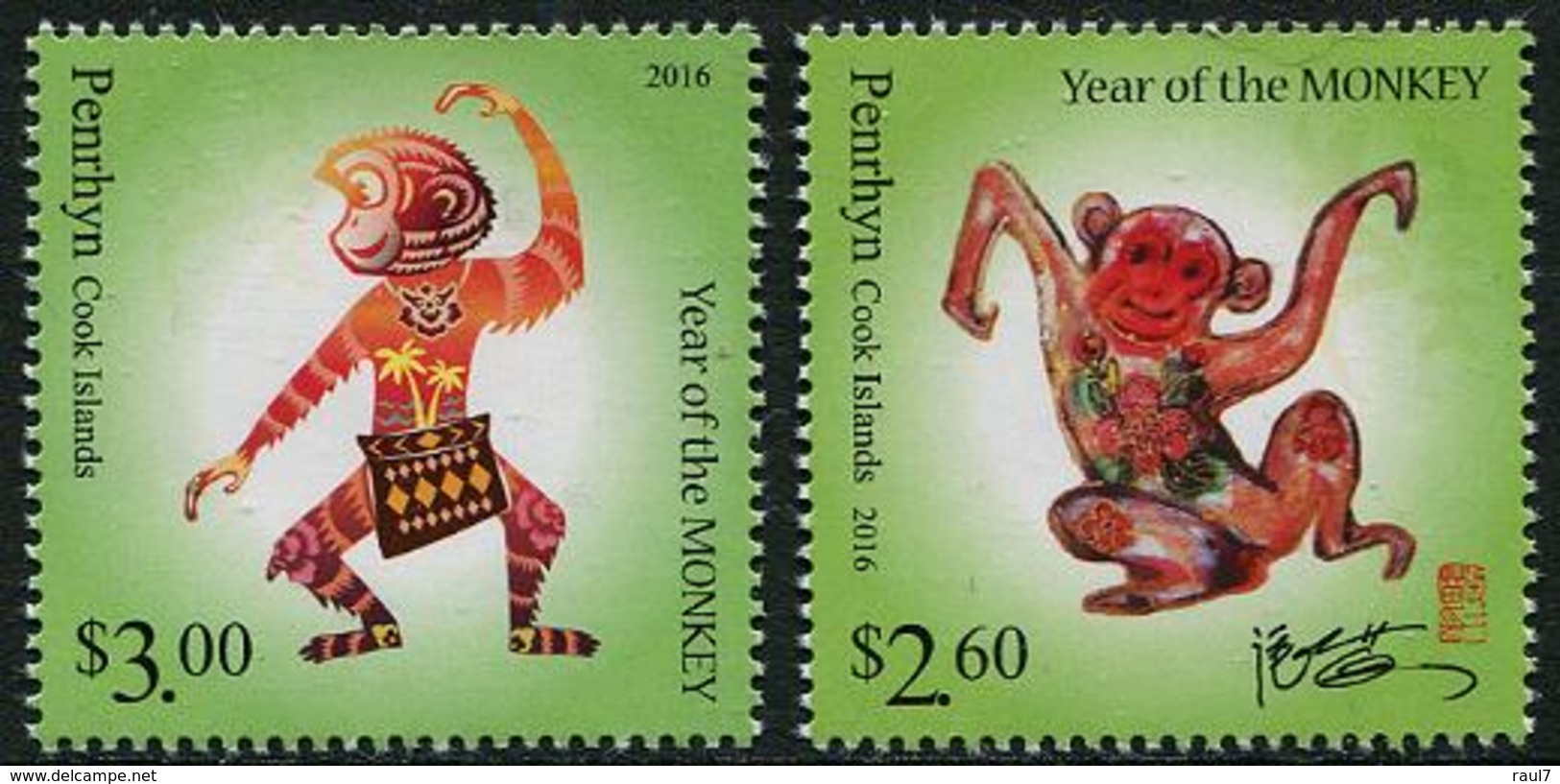 PENRHYN - 2016 - Nouvel An Chinois, Année Du Singe - 2 Val Neufs // Mnh - Penrhyn