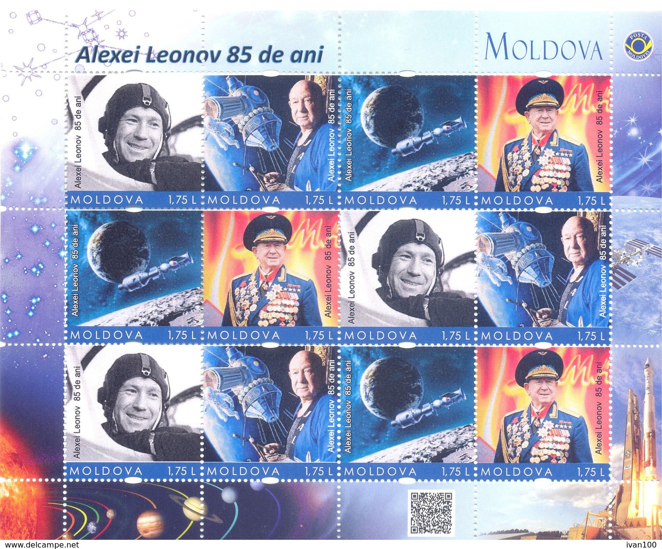 2019. Moldova, Space, 85th Birth Anniversary Of Alexey Leonov, Soviet Cosmonaut, Sheetlet Of 3 Sets, Mint/** - Europe