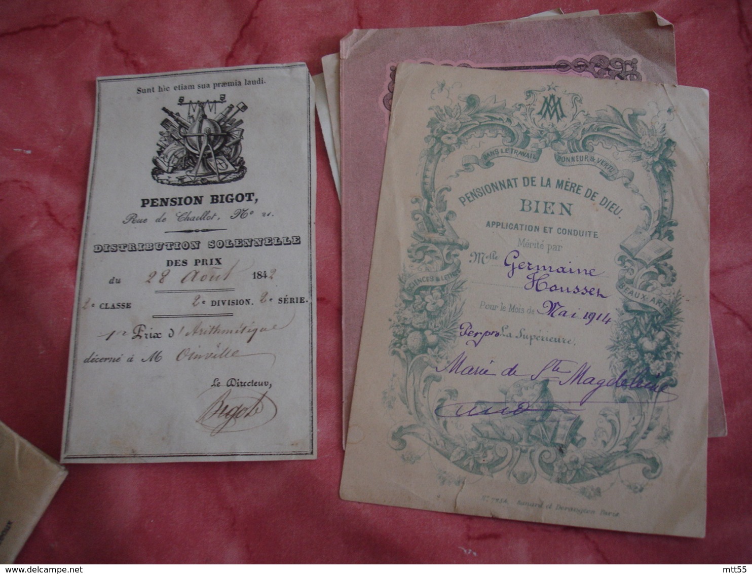 Lot De 7 Billet Satisfaction  Accessit 1874 A 1914 Voir Photo - Diploma & School Reports