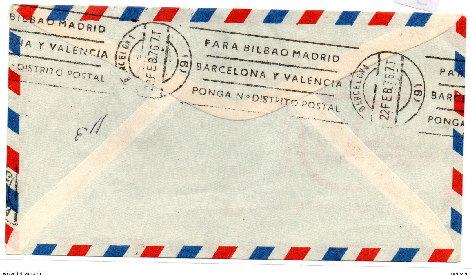 Carta Con Matasellos 50 Aniversario Plus Ultra De 1976. Llegada Barcelona. - Storia Postale