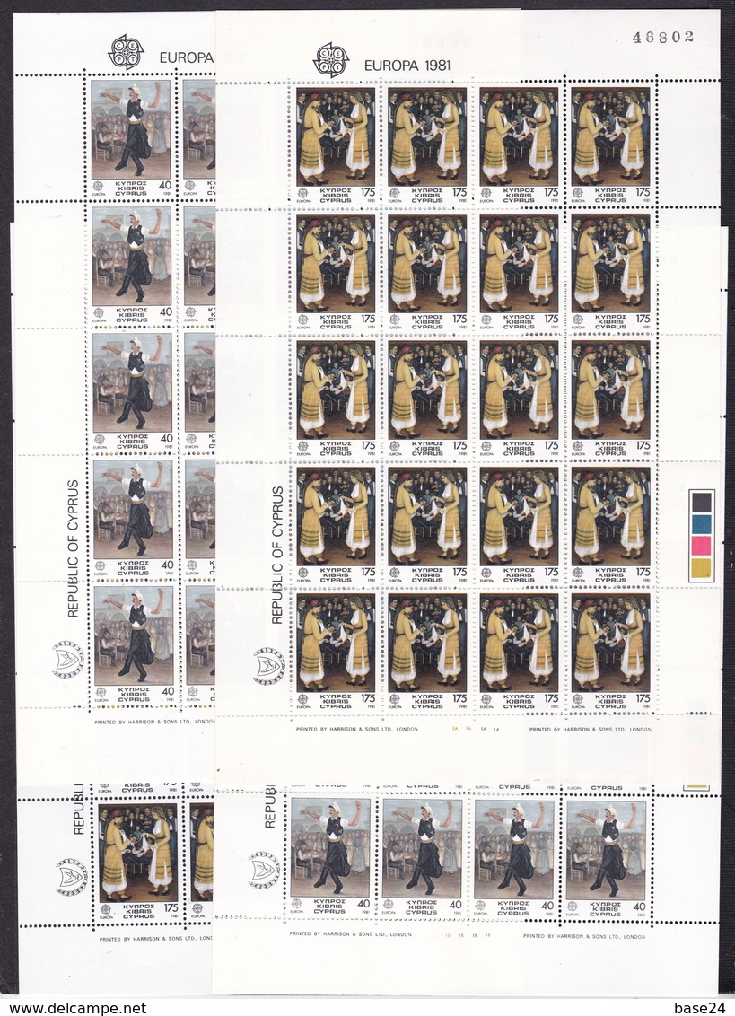 1981 Cipro Cyprus EUROPA CEPT EUROPE 40 Serie Di 2v. In 2 Minifogli MNH** Minisheets - 1981