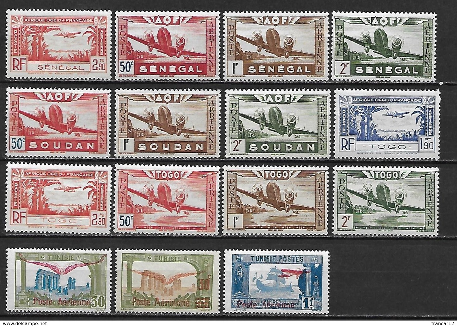 Colonies Françaises D'Afrique 1926-1945  Poste Et Poste  Aérienne 55 Timbres **  (MNH) - Côte Maury : 52 Eur - Autres & Non Classés