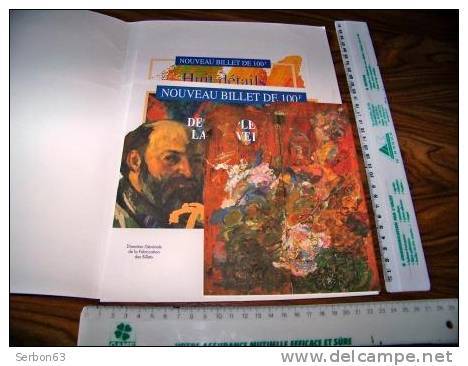 NOUVEAU BILLET DE 100 FRANCS CÉZANNE DOCUMENTATION PRÉSENTATION BANQUE DE FRANCE + SIGNES POUR L'AUTHENTIFIER PUBLICITÉ - Specimen