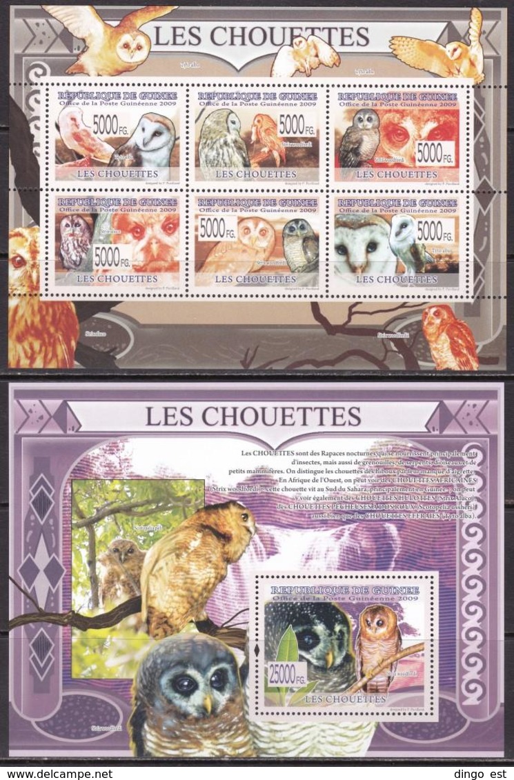 Guinea, Fauna, Birds, Owls MNH / 2009 - Uilen