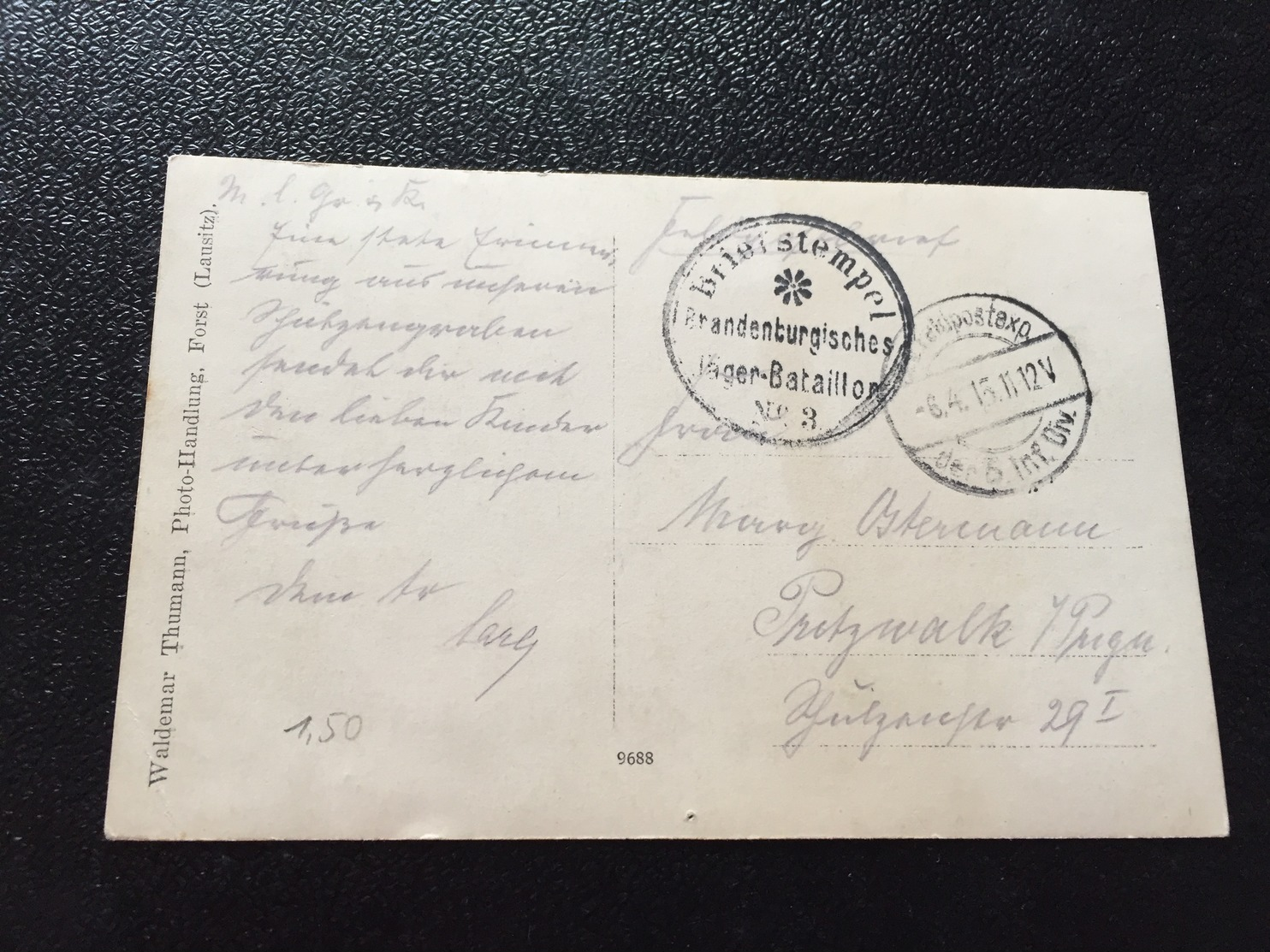 Feldpost 1.WK  1915 BRANDENBURGISCHES JÄGER-BATAILLON No 3 - Lettres & Documents