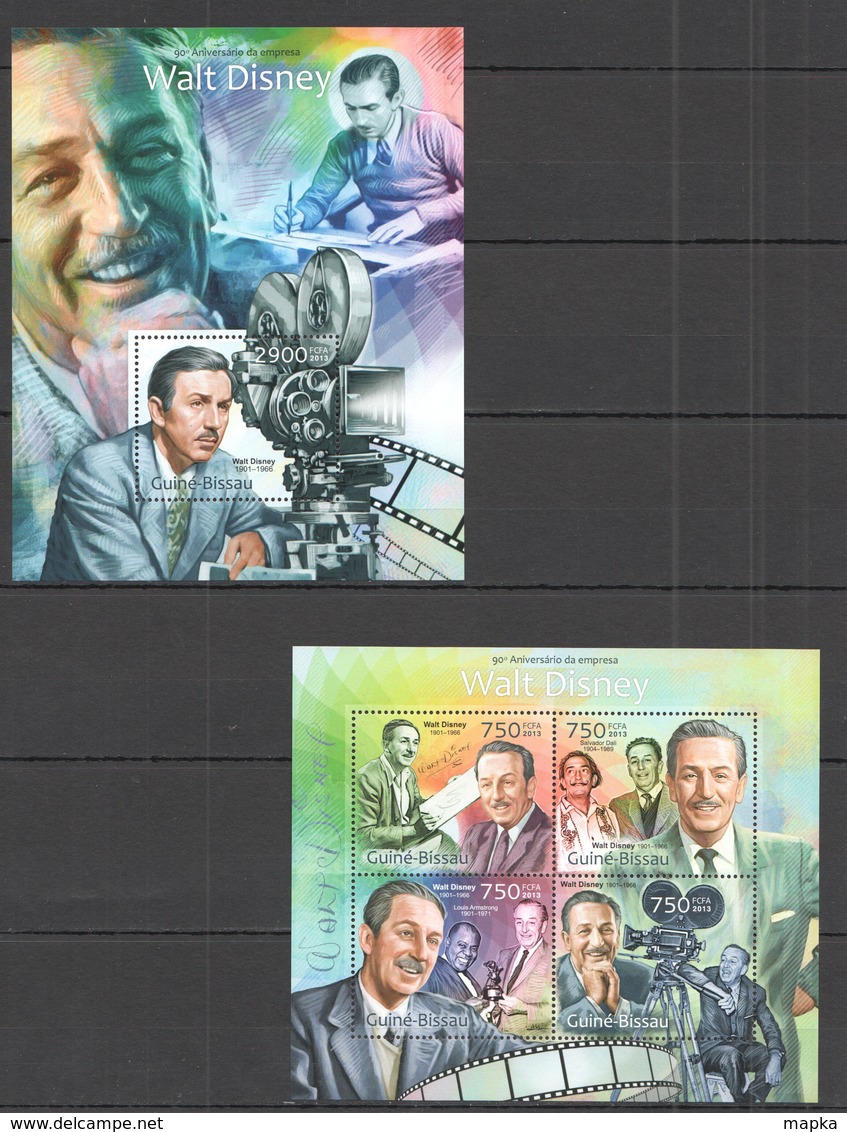 ST1287 2013 GUINE GUINEA-BISSAU 90TH ANNIVERSARY WALT DISNEY 1KB+1BL MNH - Disney