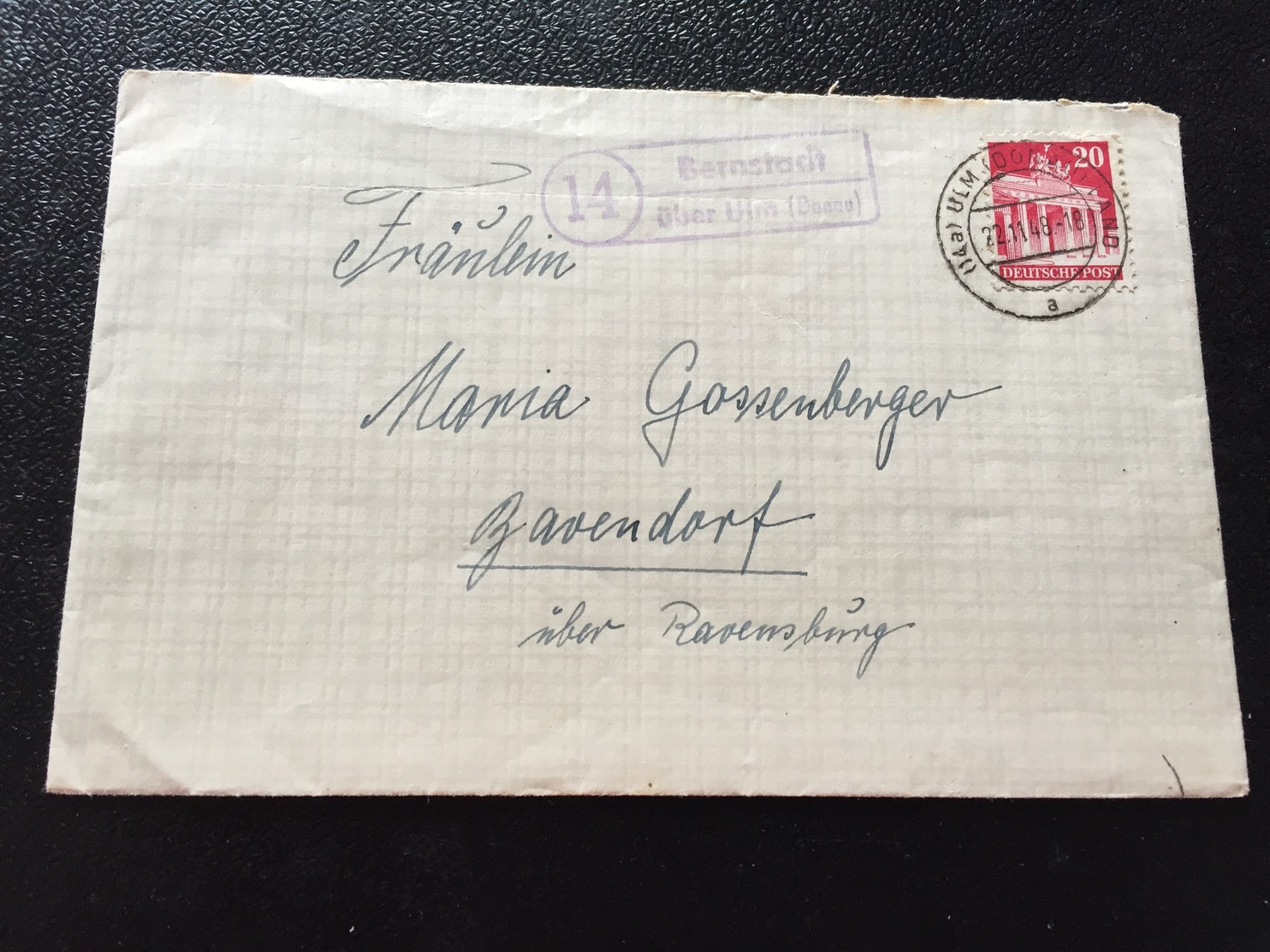 Landpost 1948 14 BERNSTADT über ULM (Donau) - Briefe U. Dokumente