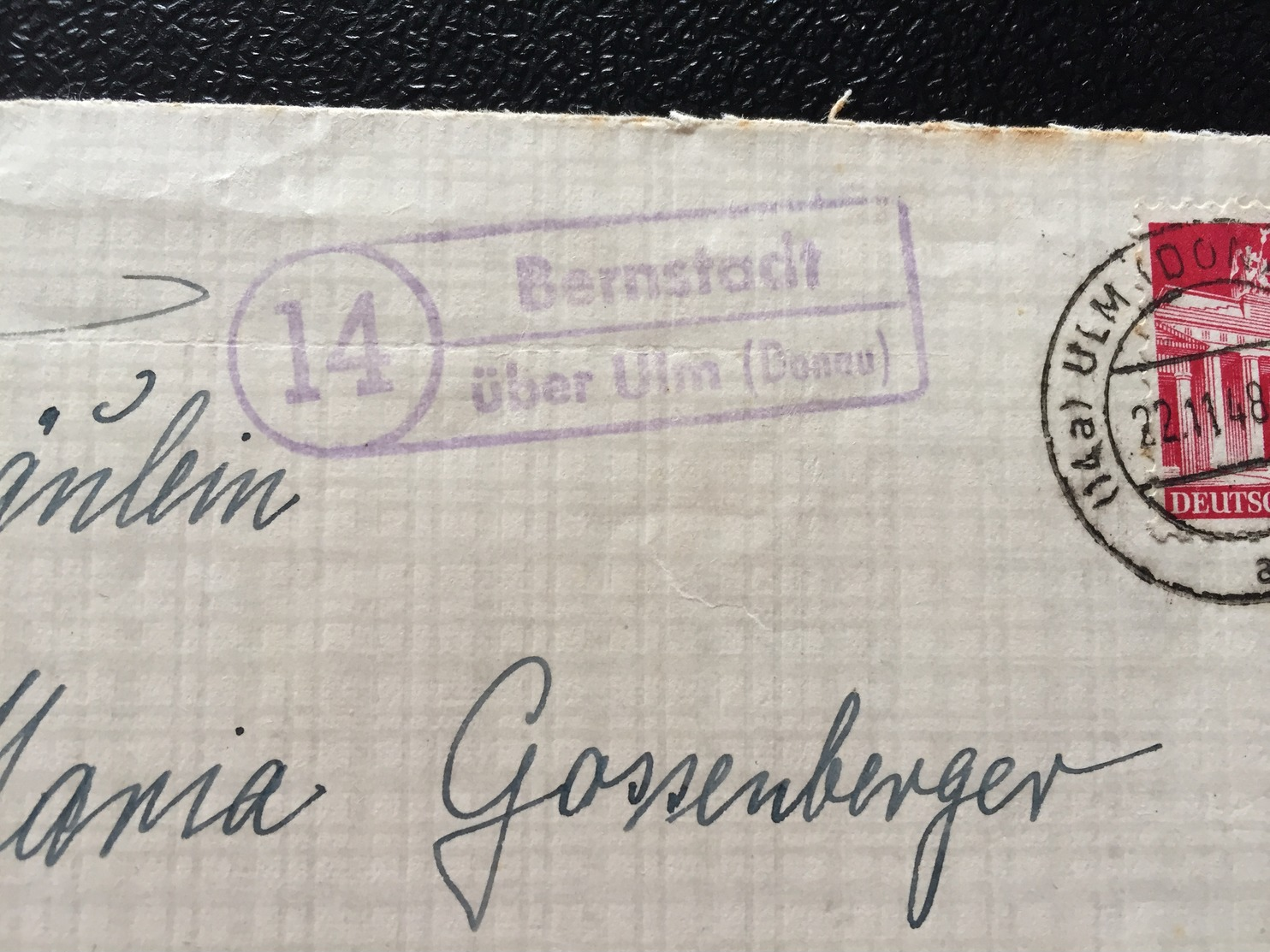 Landpost 1948 14 BERNSTADT über ULM (Donau) - Briefe U. Dokumente