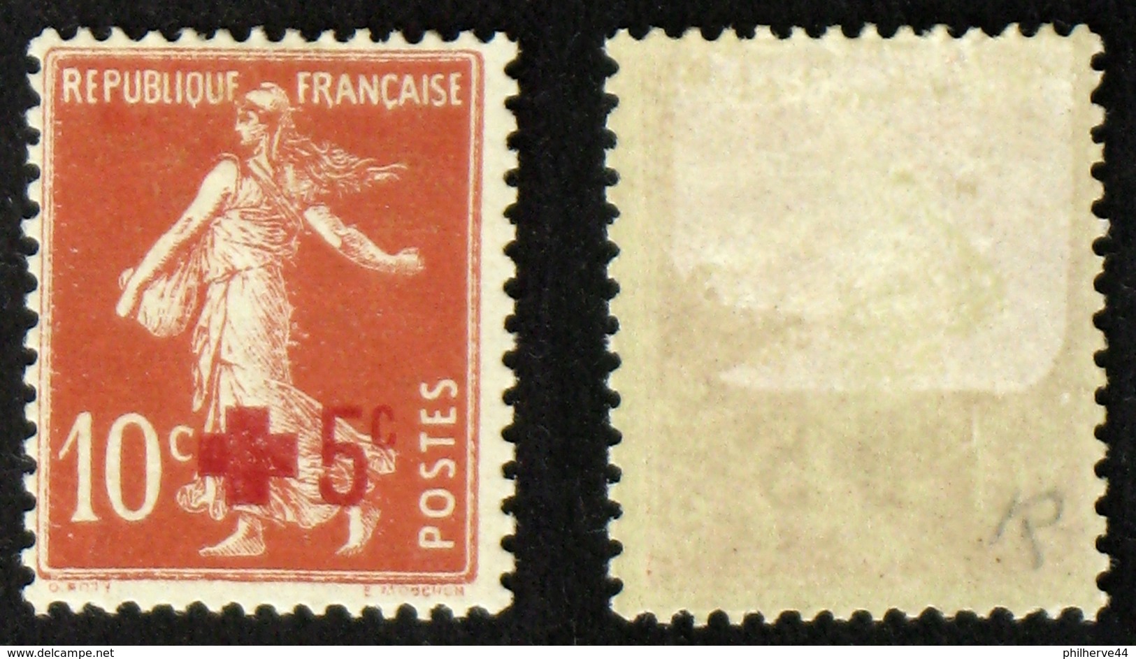 N° 146 CROIX ROUGE 5c/10c Neuf N* TB Cote 6€ - 1906-38 Säerin, Untergrund Glatt