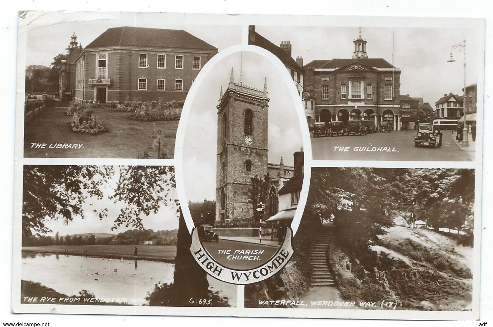 CPSM MULTIVUES HIGH WYCOMBE, THE LIBRARY, PARISH CHURCH, GUILDHALL, RYE FROM WENDOVER WAY, BUCKINGHAMSHIRE, ANGLETERRE - Buckinghamshire