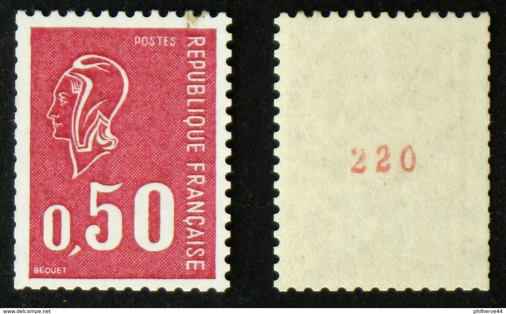 N° 1664b 50c BEQUET Roulette N° Rouge Neuf N** TB Cote 25€ - Coil Stamps