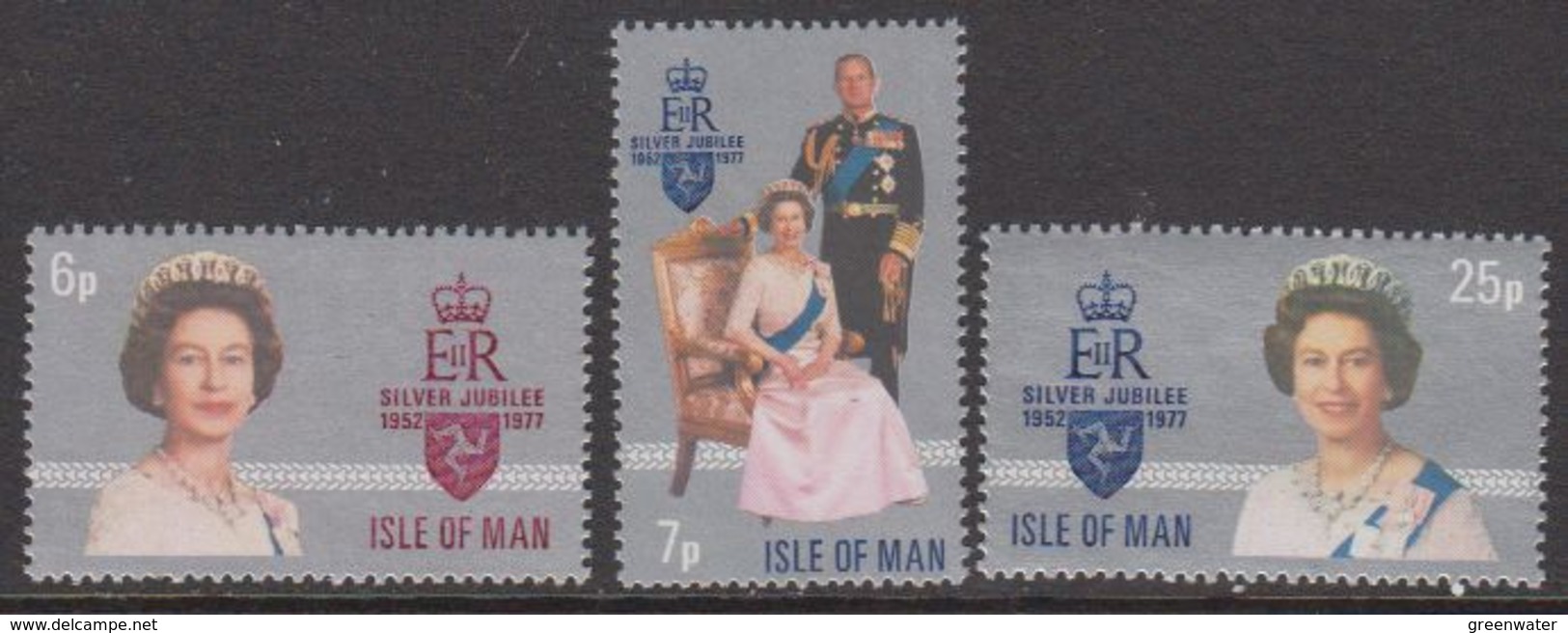 Isle Of Man 1977 SilverJubilee 3v ** Mnh (42918M) - Man (Eiland)