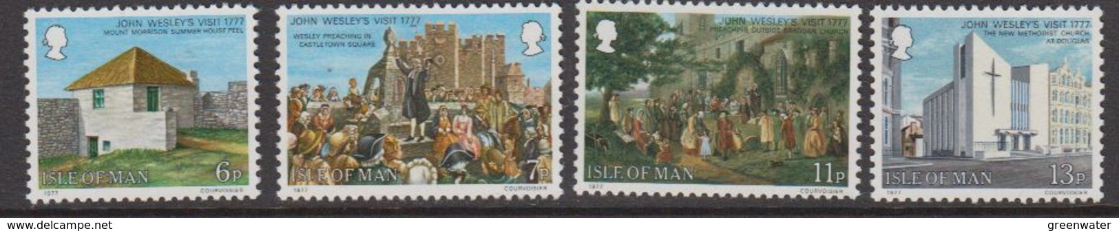 Isle Of Man 1977 Visit Of John Wesley 4v ** Mnh (42918M) - Man (Insel)
