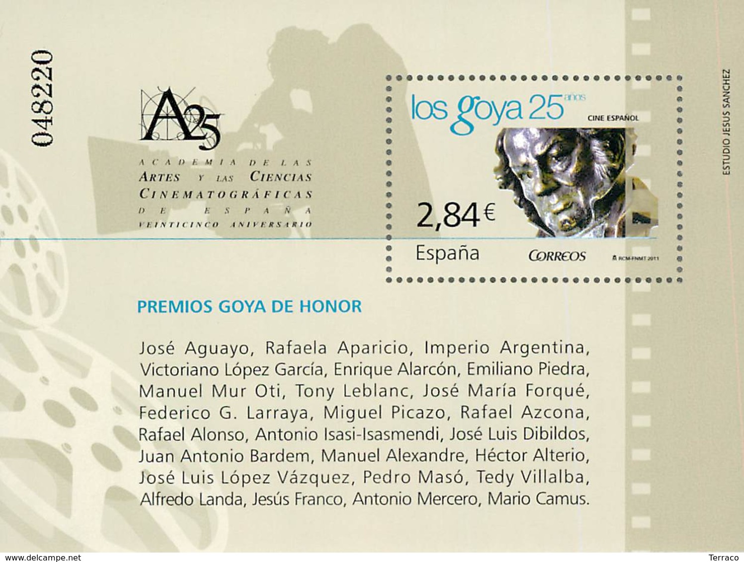 ESPAÑA 4650 HOJA BLOQUE CINE ESPAÑOL PREMIOS GOYA  AÑO 2011 - Nuevos