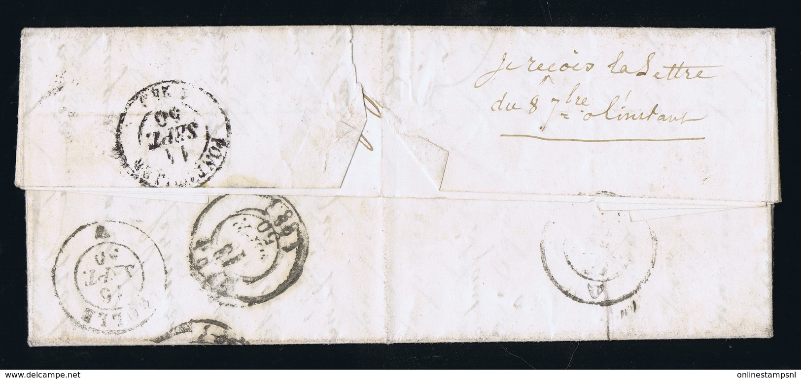 France Lettre  Yv 5 1850 Paris A Suisse Rolle PD In Rouge - 1849-1876: Periodo Classico