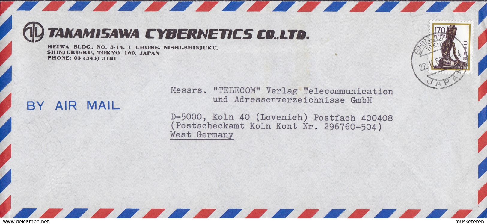 Japan Air Mail TAKAMISAWA CYBERNETICS Co. SHINJUKU 1983 Cover Brief KÖLN Germany - Covers & Documents