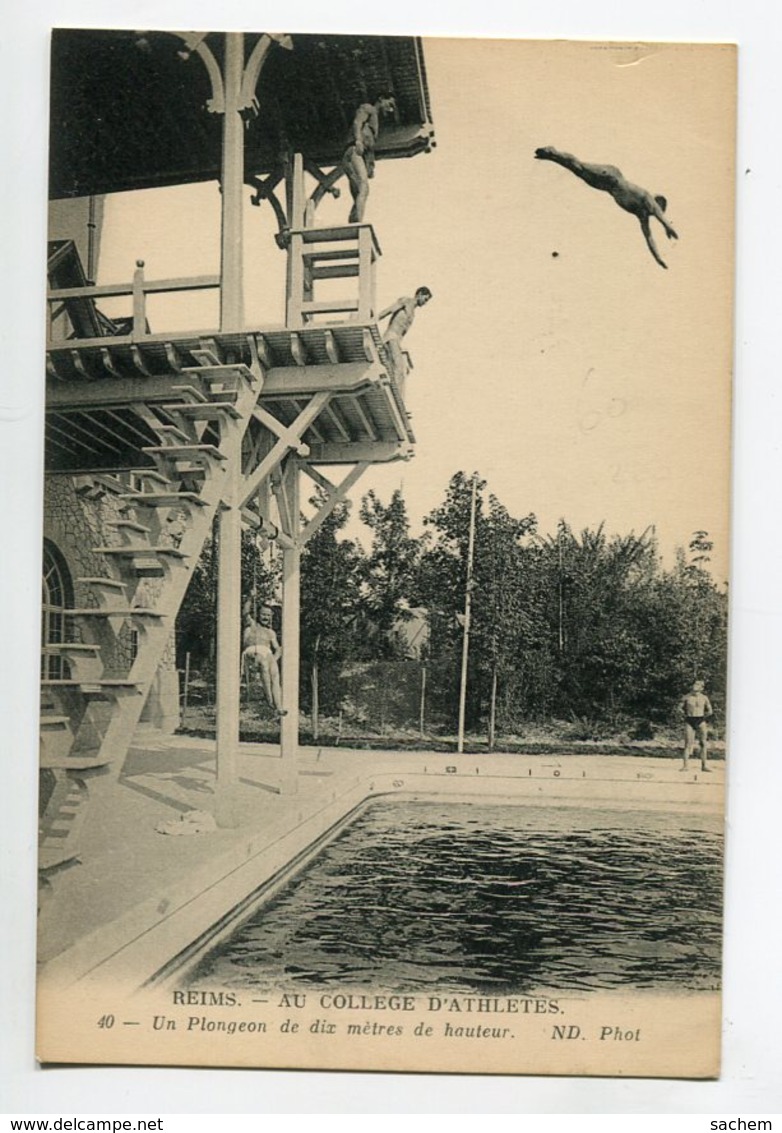 51 REIMS Natation Saut Plongeon Du Plongeoir De 110 Metres Pscine Au College D'Athletes  1910  D09 2019 - Reims