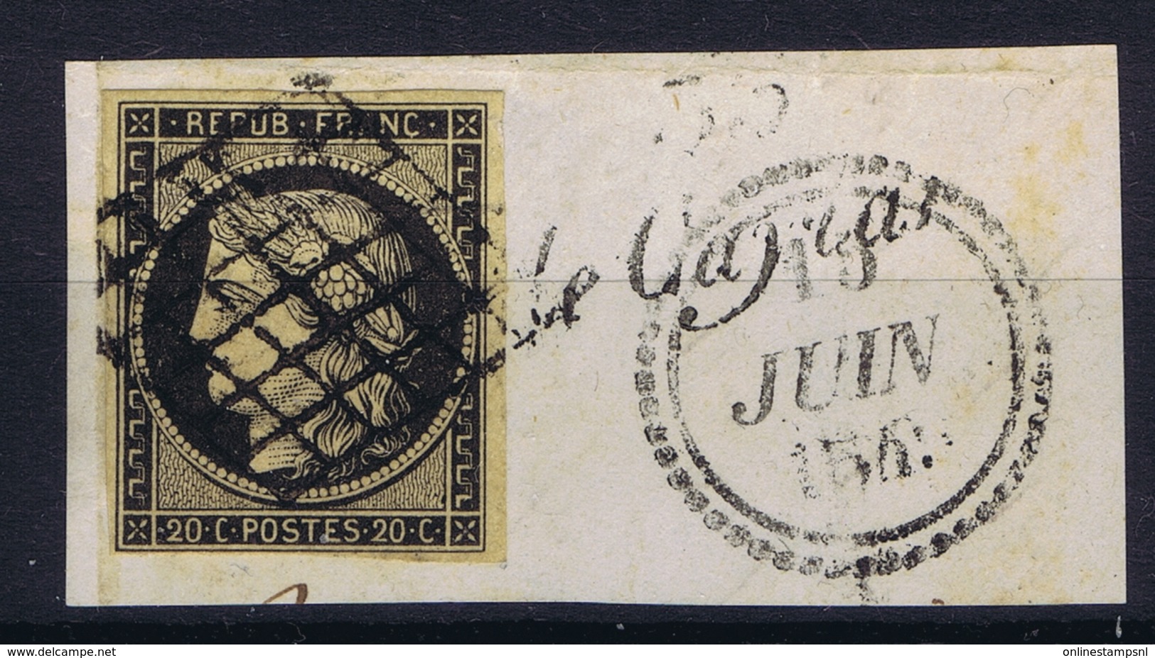 France Lettre Yv 3 Grille + Block Dateur B  Fragment Belles Marges  1849 - 1849-1850 Cérès