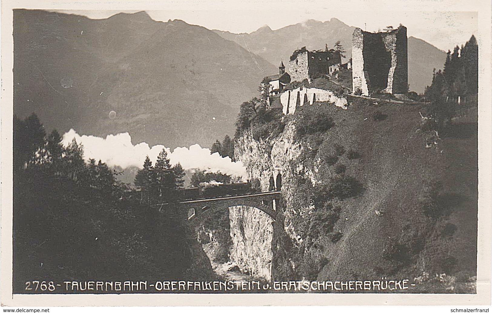 AK Oberfalkenstein Gratschacherbrücke Falkensteinbrücke Tauernbahn Zug Train Pfaffenberg Leutschach Obervellach Kärnten - Obervellach