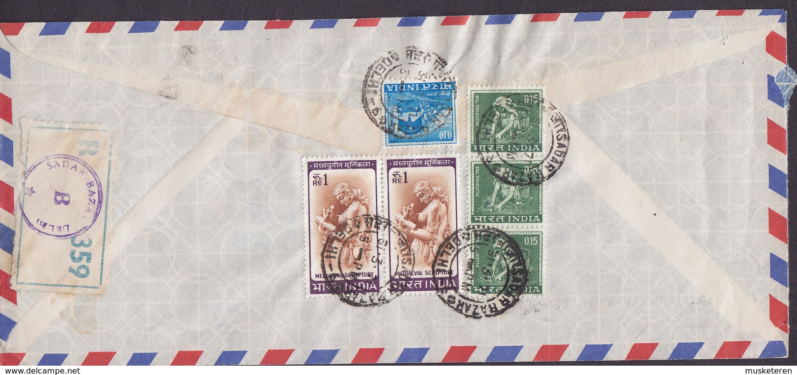 India Air Mail PUNJAB NATIONAL BANK Registered Einschreiben Label SADAR BAZAR, DELHI 1971 Cover Deutsche Bank KÖLN - Briefe U. Dokumente