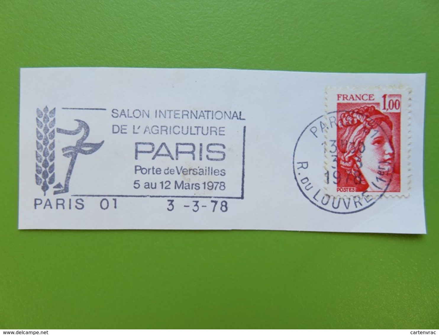 Flamme - Salon Agriculture Paris - Cachet Rue Du Louvre - Timbre YT N° 1972 (Sabine) - 1978 - Mechanical Postmarks (Advertisement)