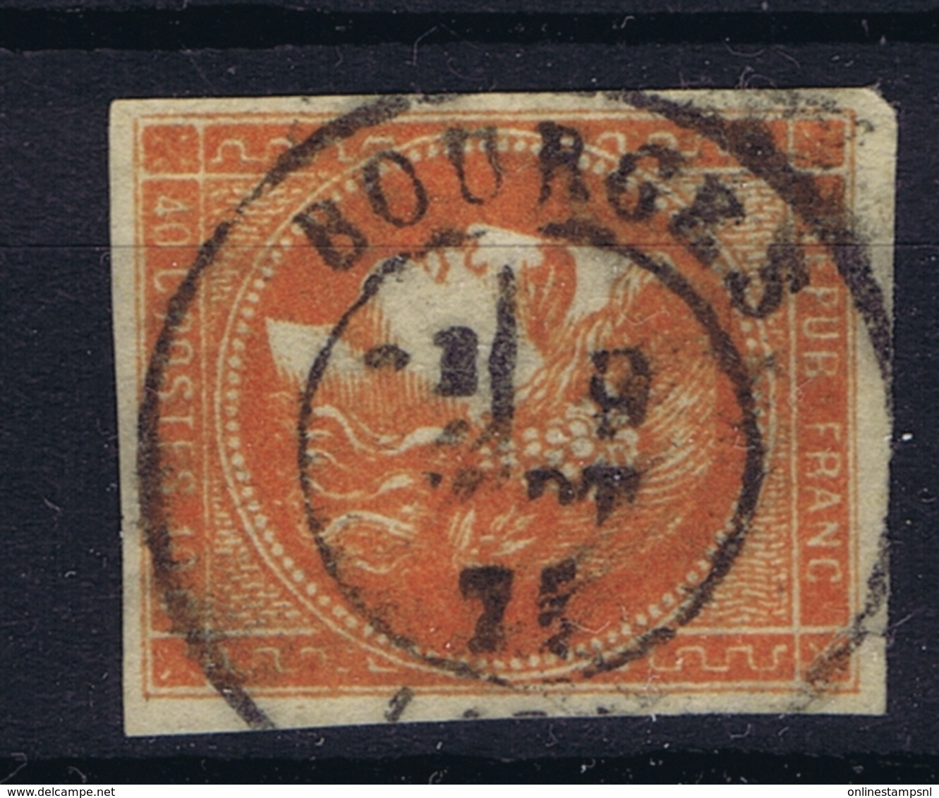 France Yv 48a  Orange Vif  Cad Bourges  1870 Some Damage Fold Small Tear 1 Mm   Belles Marges Pli Dans Un Coin - 1870 Uitgave Van Bordeaux