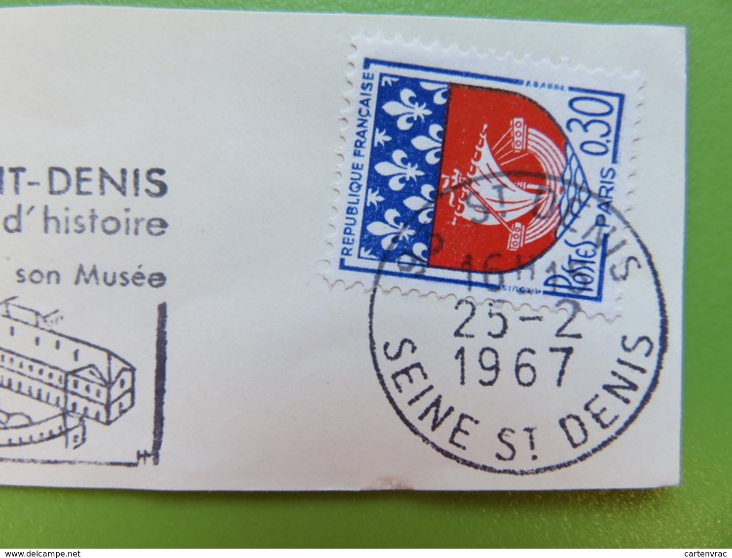 Flamme - Basilique Saint-Denis - Cachet St Denis - Timbre YT N° 1354B (Armoiries De Paris) - 1967 - Mechanical Postmarks (Advertisement)