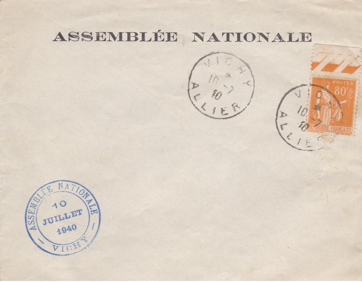 ASSEMBLEE NATIONALE Du 10 Juillet 1940 à VICHY ALLIER ///M3/// - 1921-1960: Période Moderne