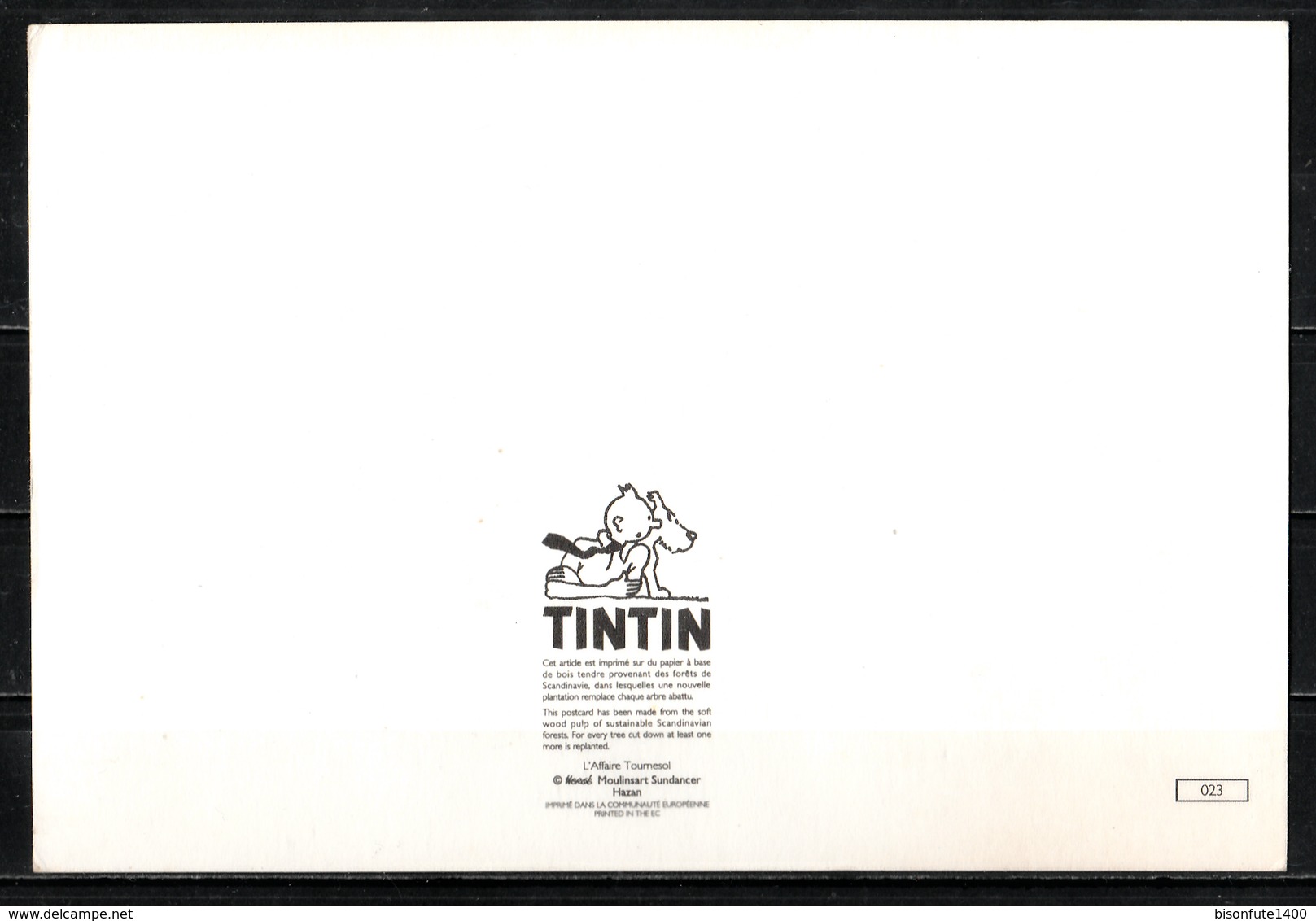 CP Tintin : Editions Hergé/Moulinsart Sundancer N° 023 ( Recto-Verso ) - Bandes Dessinées