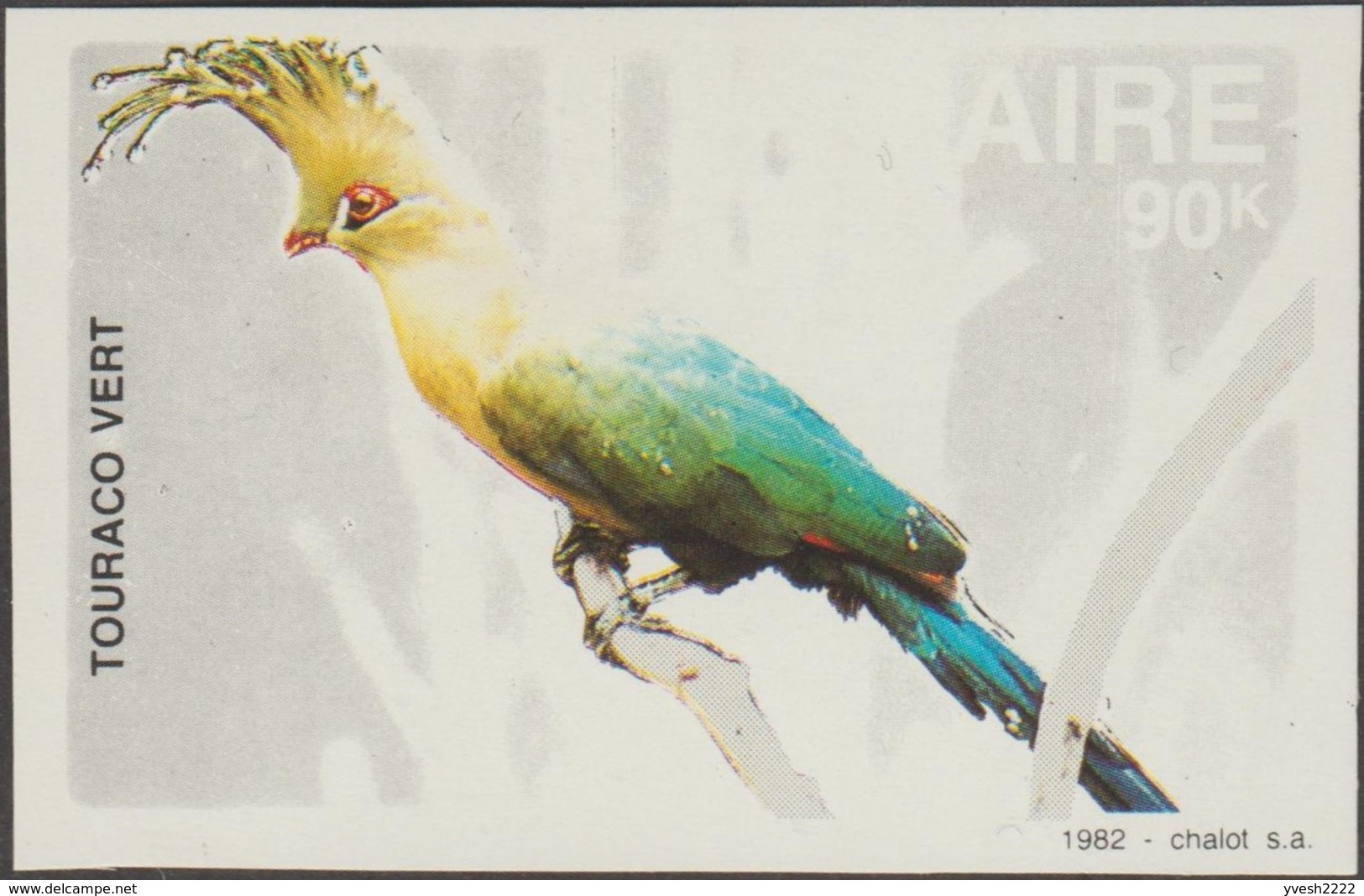 Zaïre 1982 COB 1172. Essai Sur Papier Ordinaire. Oiseaux Du Zaïre,  Touraco Vert (tauraco Persa), Musophagidae - Cuco, Cuclillos