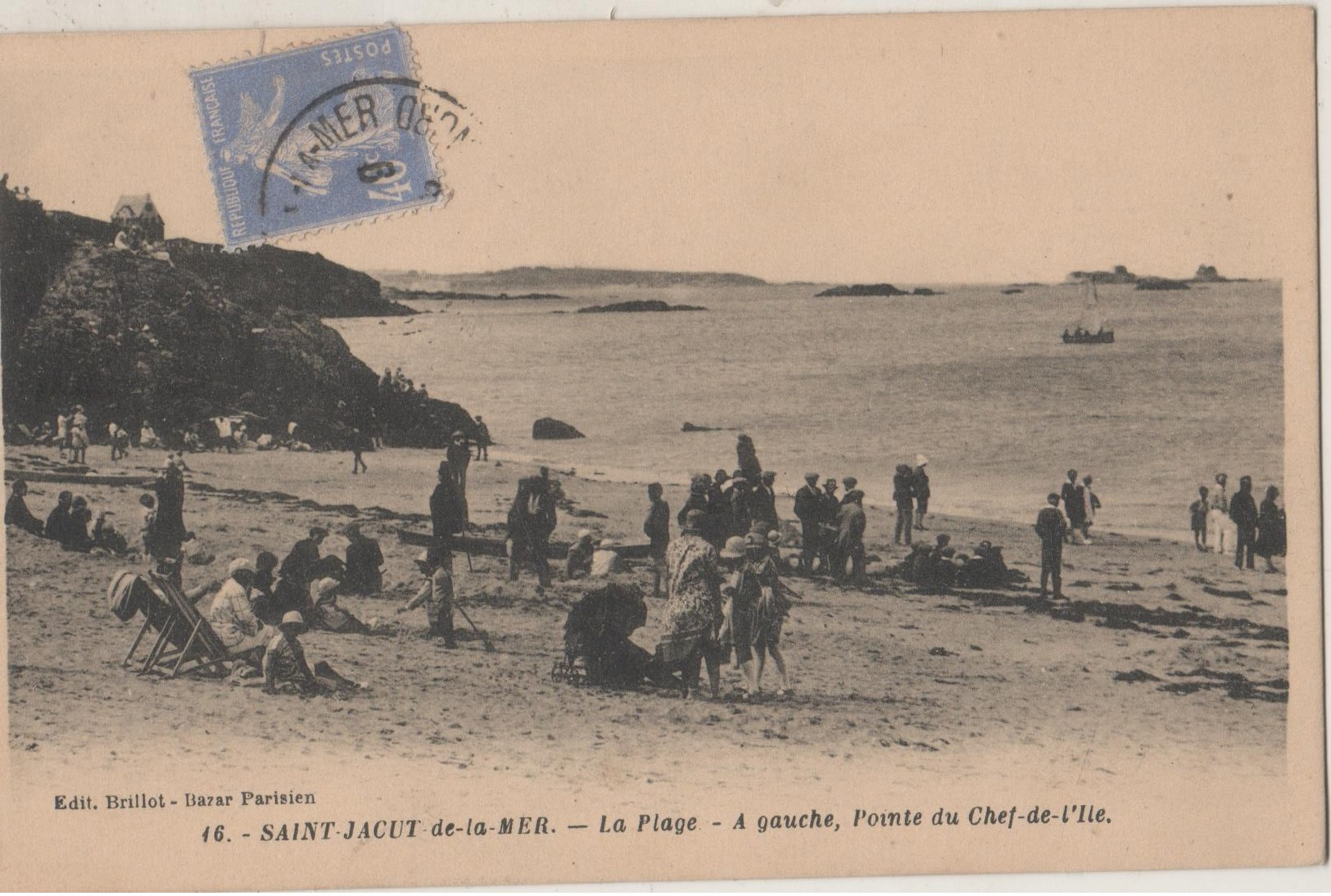 CPA 22 SAINT-JACUT-de-la-MER. La Plage - A Gauche, Pointe Du Chef-de-l'Ile - Saint-Jacut-de-la-Mer