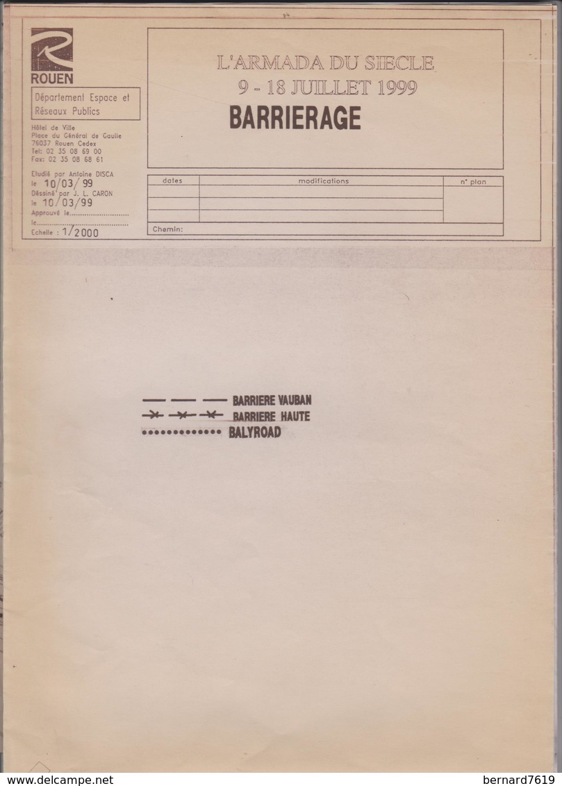 76    Plan  De La Police Barrierage  Rouen Armada Du Siecle  9-18 Juillet 1999 - Autres Plans